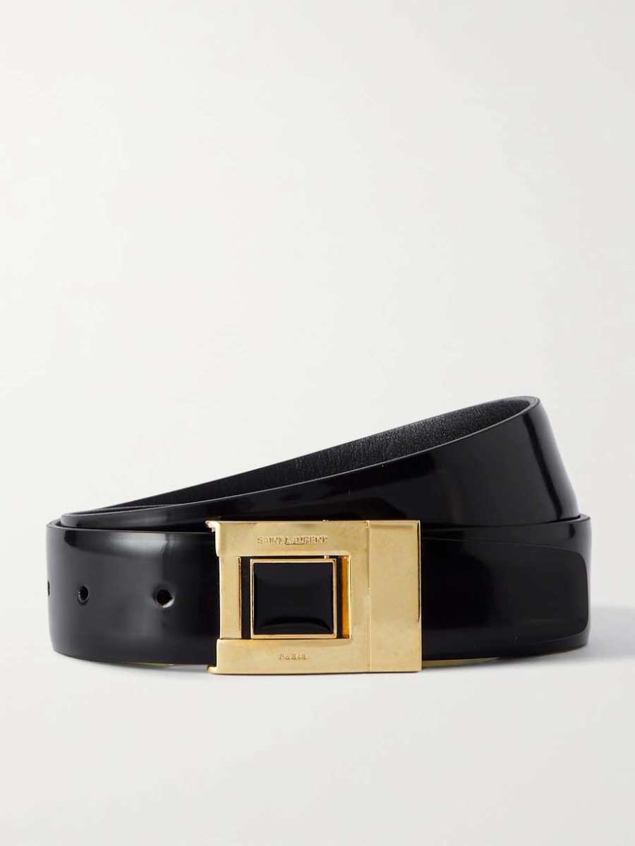 Saint Laurent La 76 Glossed-leather belt