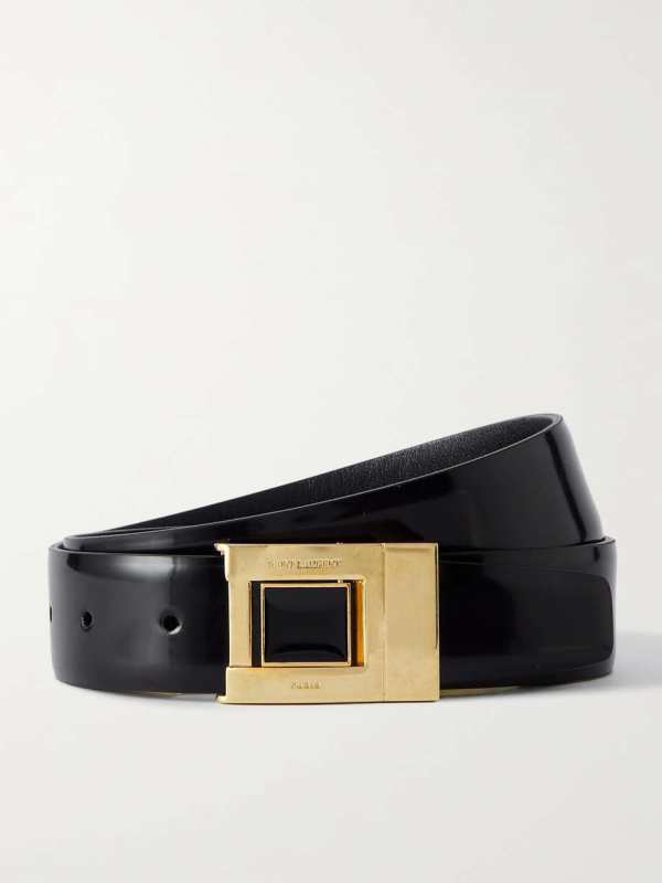 Saint Laurent La 76 Glossed-leather belt