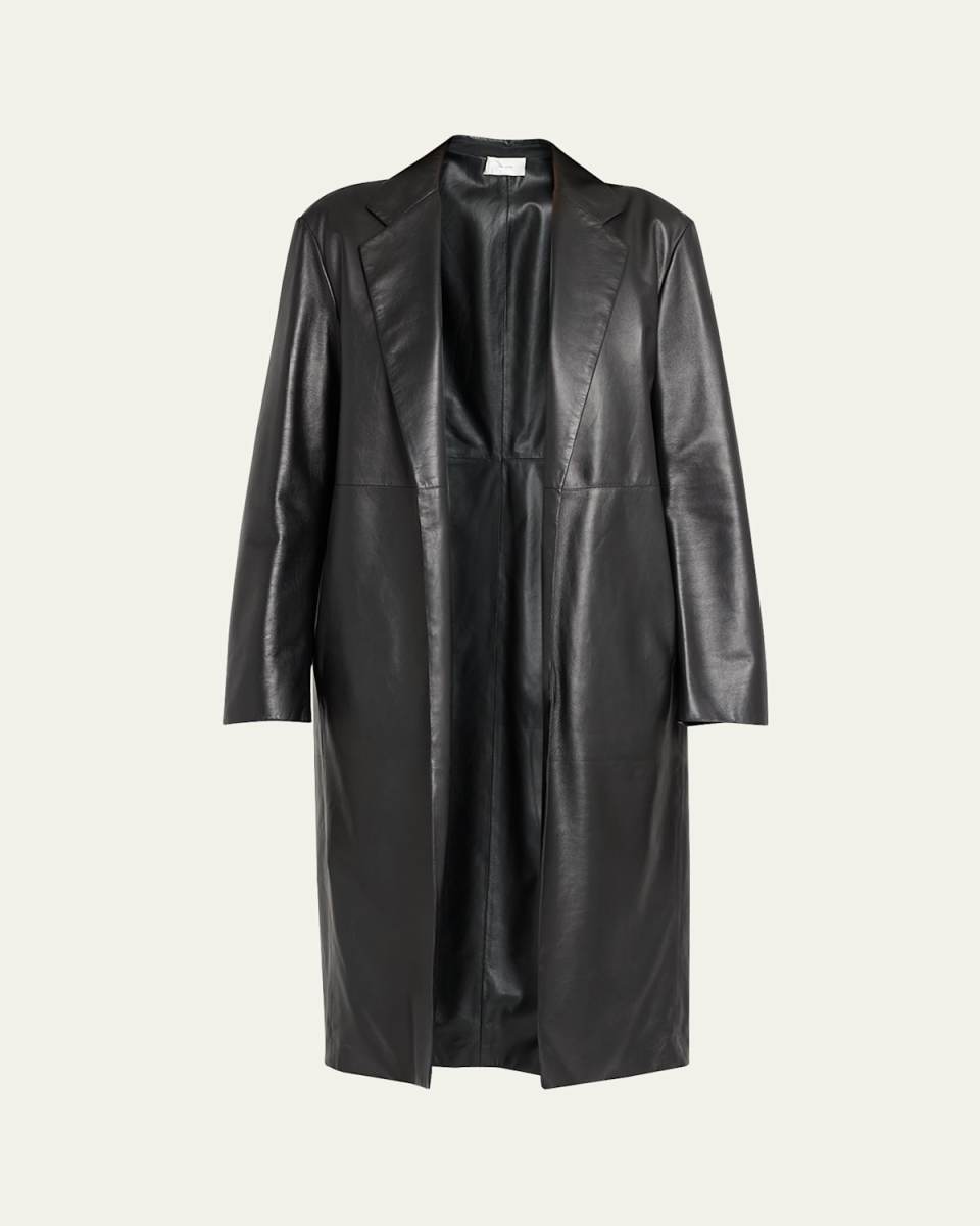 Babil Open-Front Leather Coat