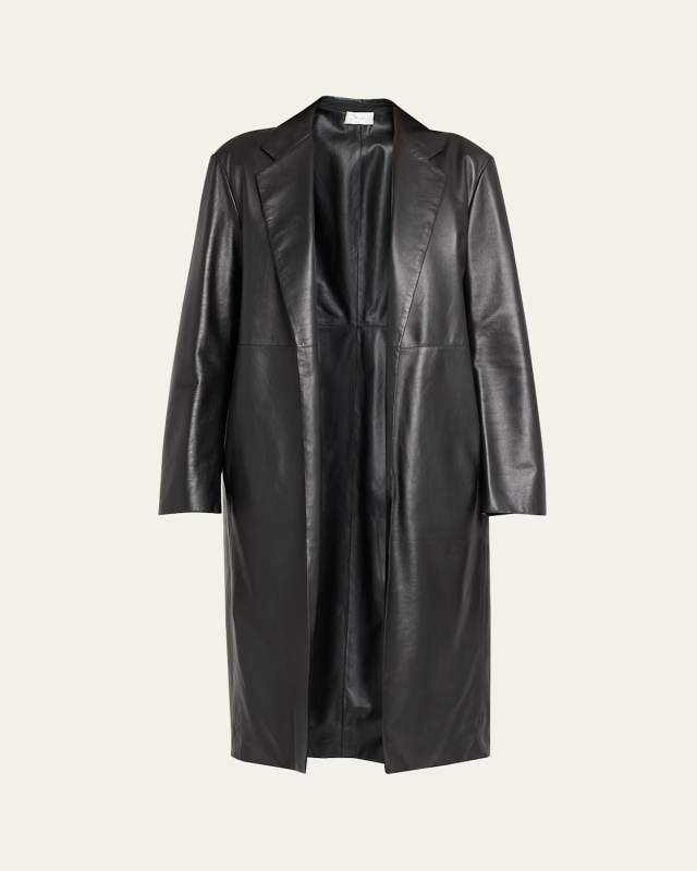 Babil Open-Front Leather Coat