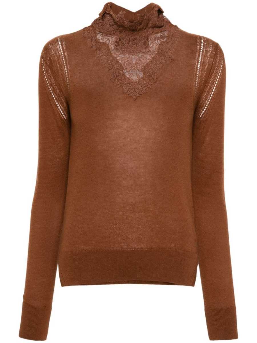 lace-inlaid jumper