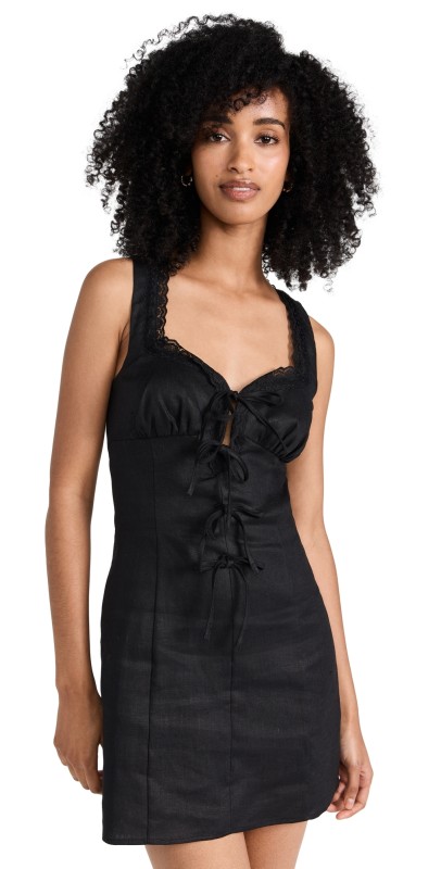 Reformation Reia Linen Dress Black