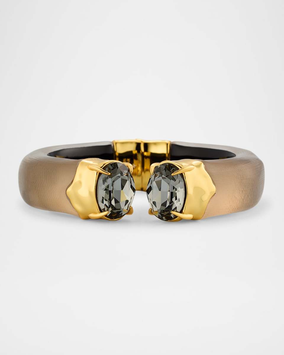 Bonbon Crystal Lucite Hinge Bracelet, Chocolate
