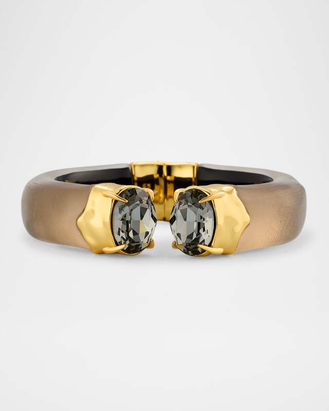 Bonbon Crystal Lucite Hinge Bracelet, Chocolate