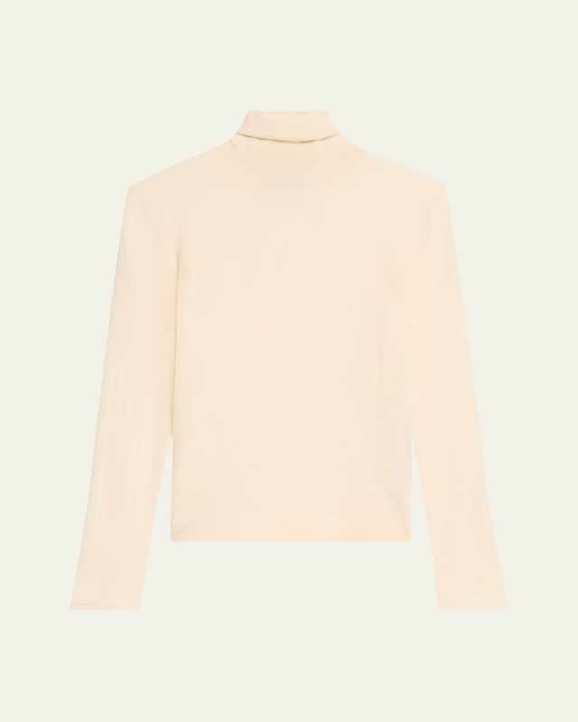 Turtleneck Long-Sleeve Fine Cashmere-Silk Top