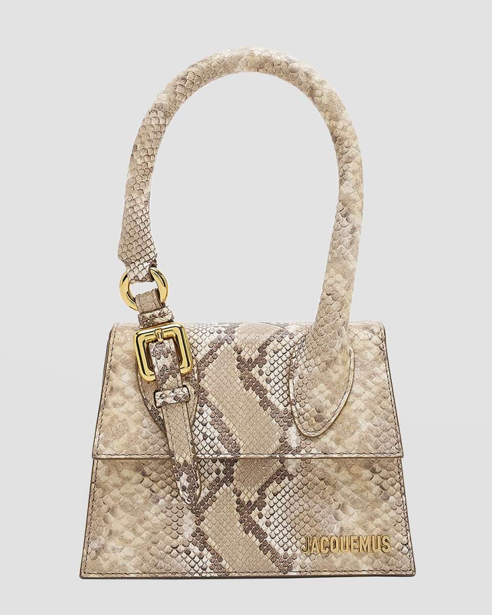 Le Chiquito Moyen Snake-Print Top-Handle Bag