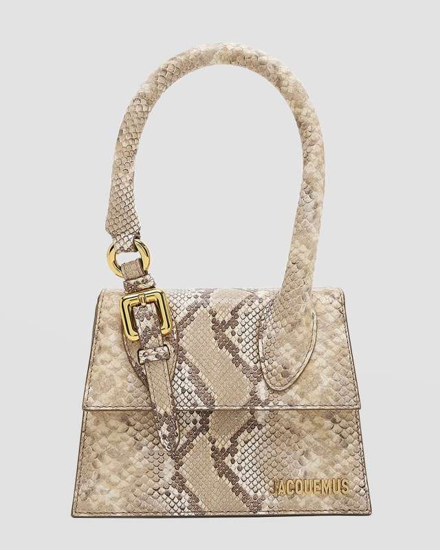 Le Chiquito Moyen Snake-Print Top-Handle Bag