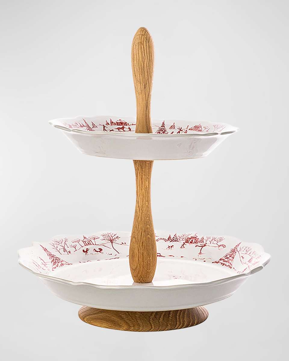 Country Estate Winter Frolic Ruby Two Tier Server