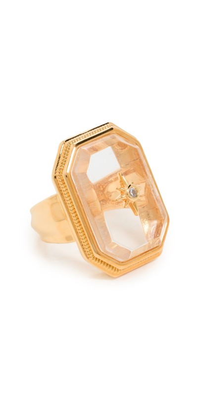 Zimmermann Crystal Signet Ring Gold/Transparent Quartz