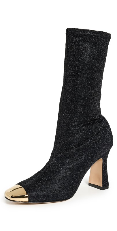 Maria Luca Ellia Metal Toe Cap Stretch Metallic Booties Black