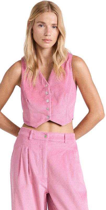 DONNI. Cord Cropped Vest Bonbon