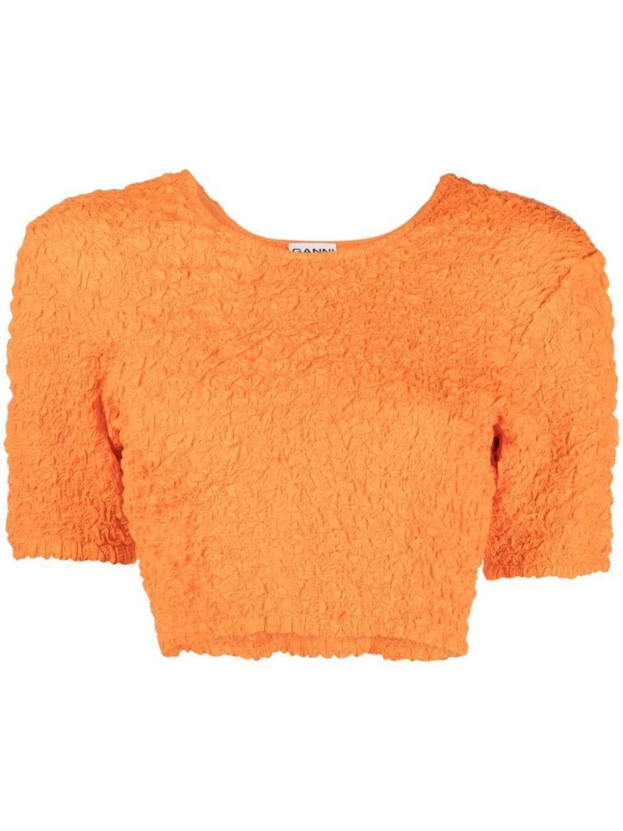 shirred organic cotton crop top