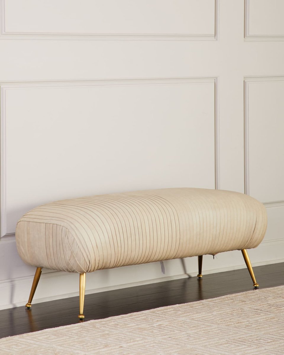 Beretta Leather Bench, Beige