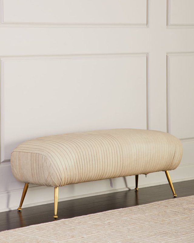 Beretta Leather Bench, Beige