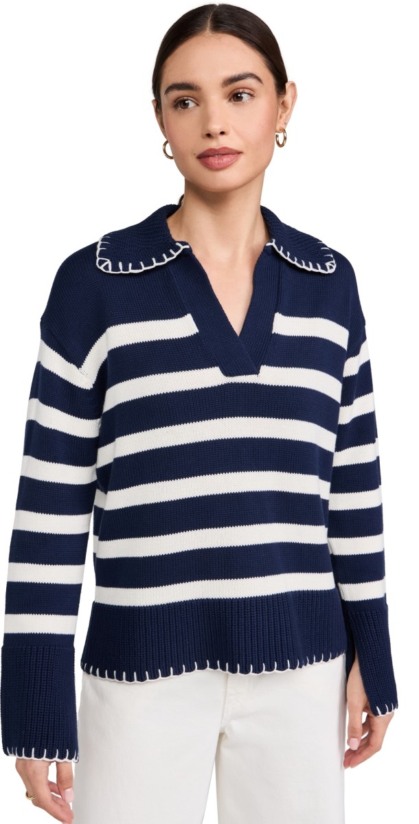 RAILS Athena Pullover Navy Ivory Stripe