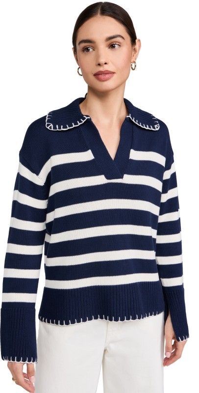 RAILS Athena Pullover Navy Ivory Stripe