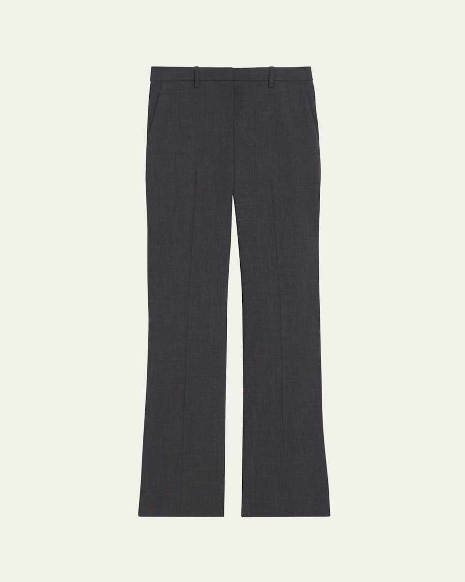 Slim Full-Length Stretch Wool Trousers