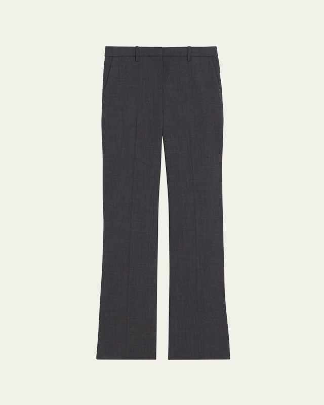 Slim Full-Length Stretch Wool Trousers