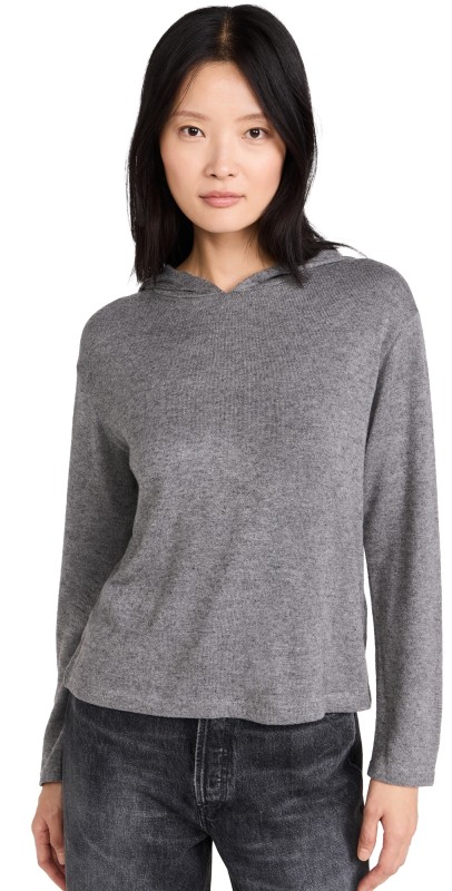 Vince Cozy Long Sleeve Hoodie Dark Heather Grey