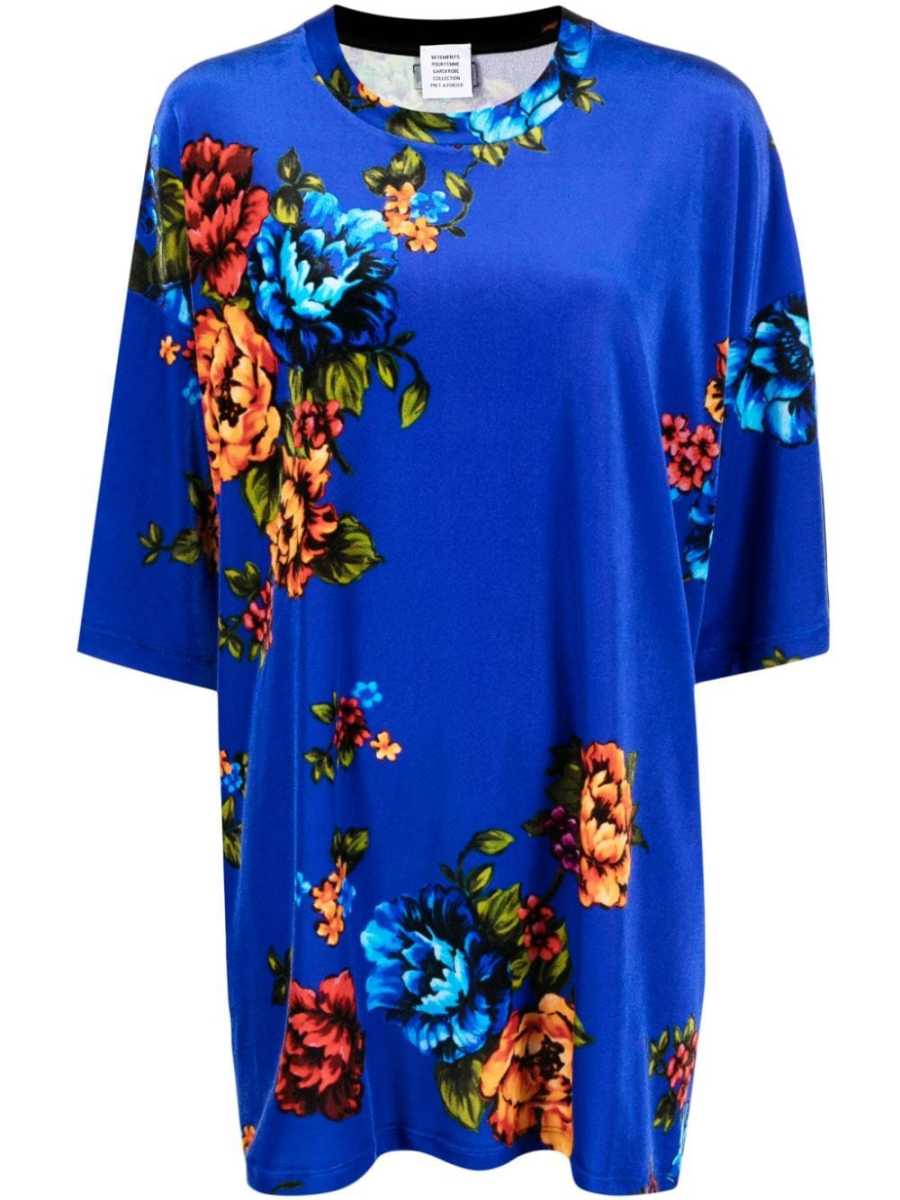 floral-print short-sleeve blouse