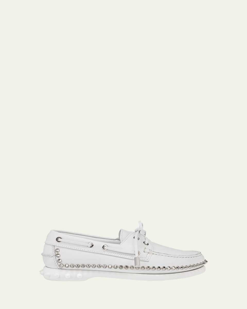 Donna Leather Spike Red Sole Boat Loafers
