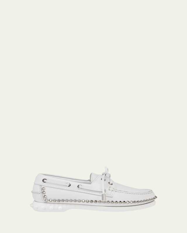 Donna Leather Spike Red Sole Boat Loafers