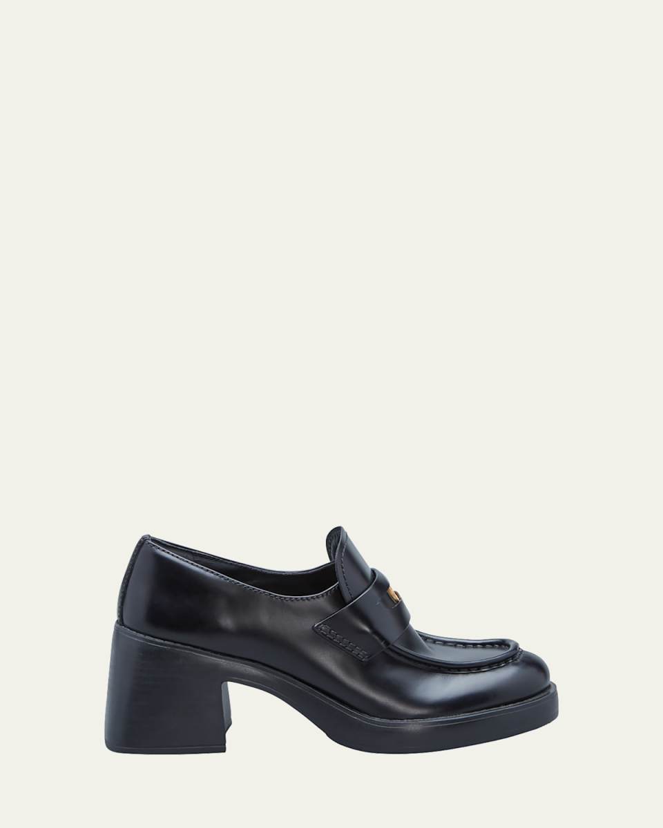 Leather Heeled Penny Loafers