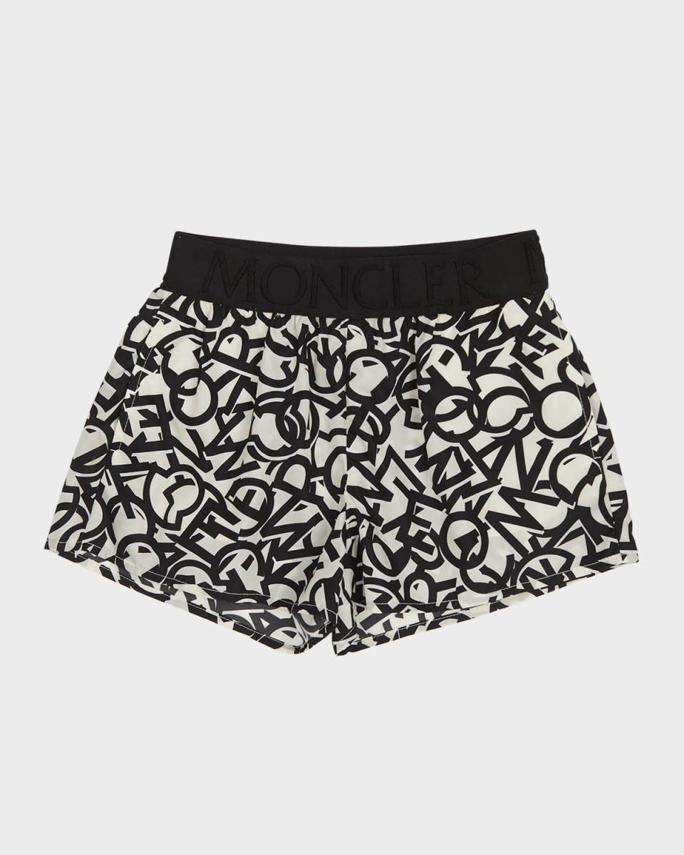 Girl's Scattered Letters Logo-Print Shorts, Size 8-