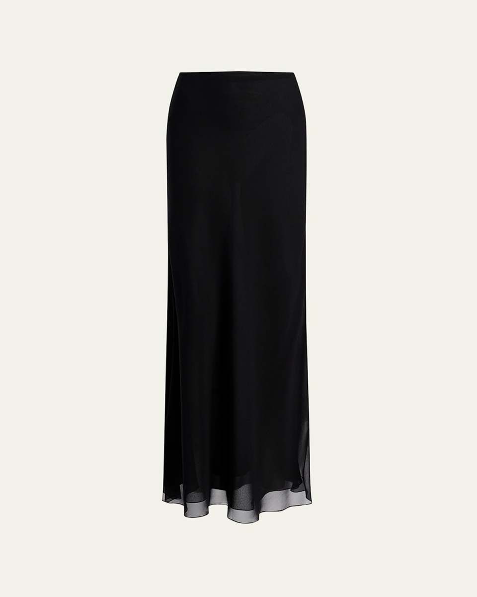 Mauva Silk Chiffon Long Skirt