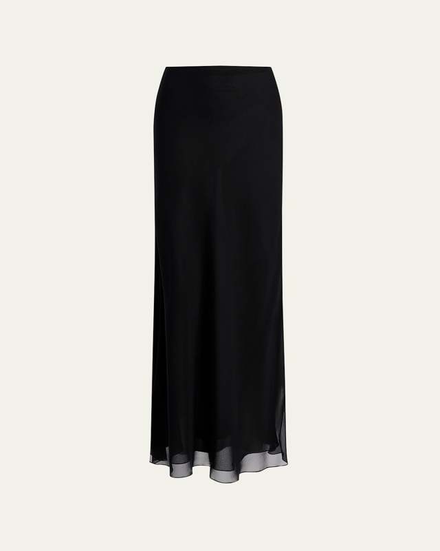 Mauva Silk Chiffon Long Skirt
