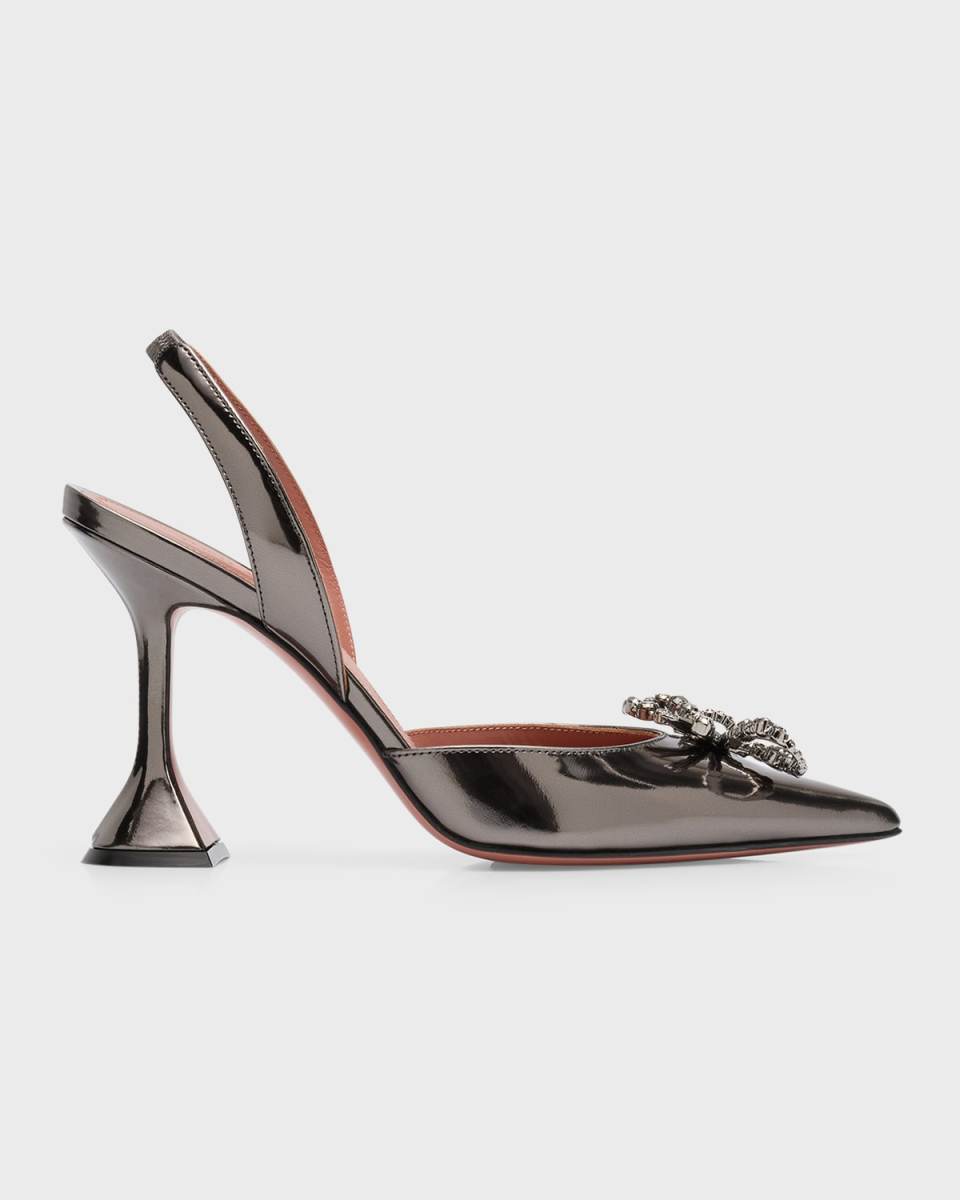 Rosie Mirror Crystal Bow Slingback Pumps