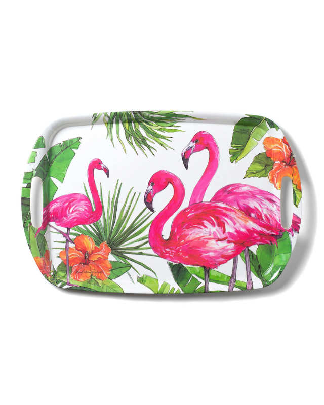 Flamingo Tropics Shatter-Resistant Bamboo Serving Tray