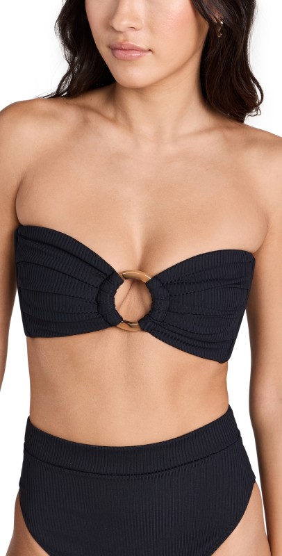 Montce Tori Bandeau Bikini Top Black Rib
