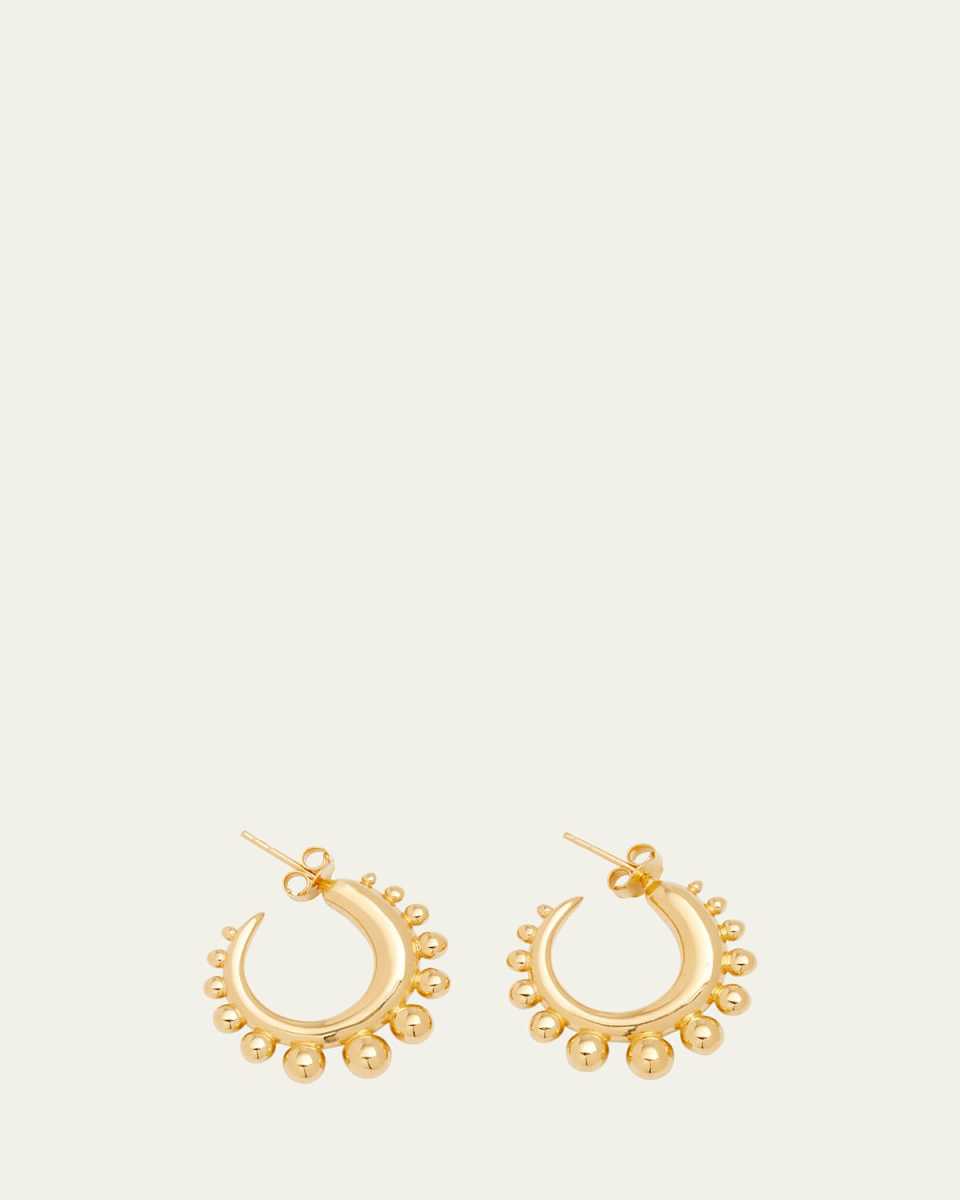 Tiny Khartoum Embellished Hoop Earrings in Polished 18k Vermeil