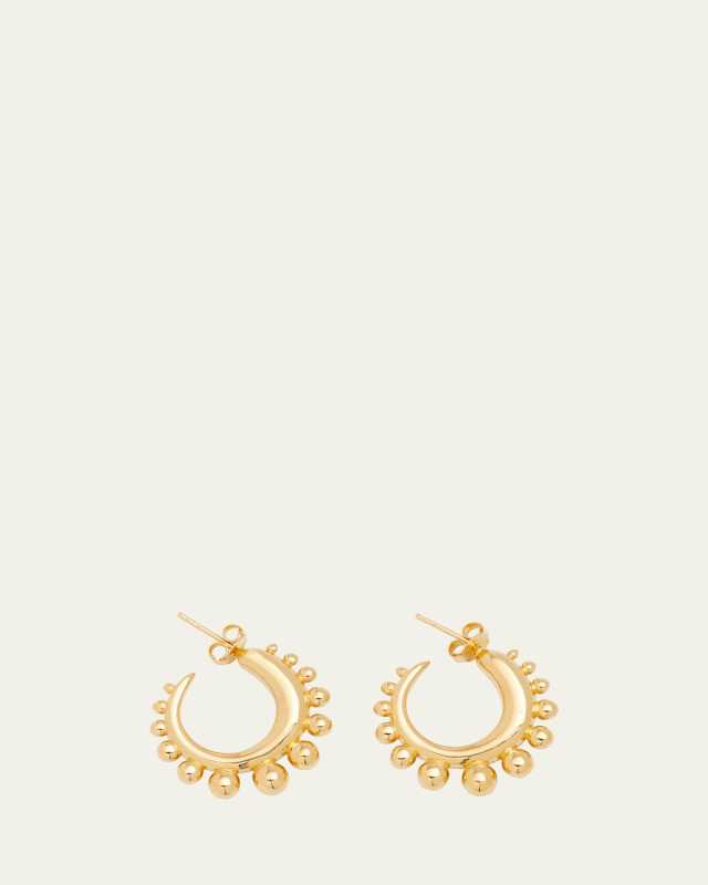 Tiny Khartoum Embellished Hoop Earrings in Polished 18k Vermeil