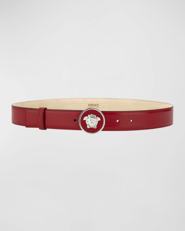 Medusa Buckled Leather Belt