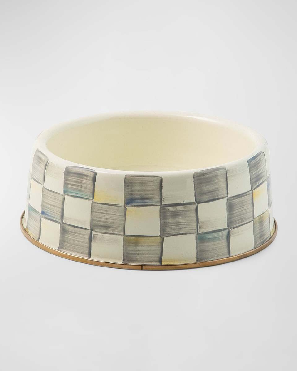 Sterling Check Enamel Pet Dish, Large
