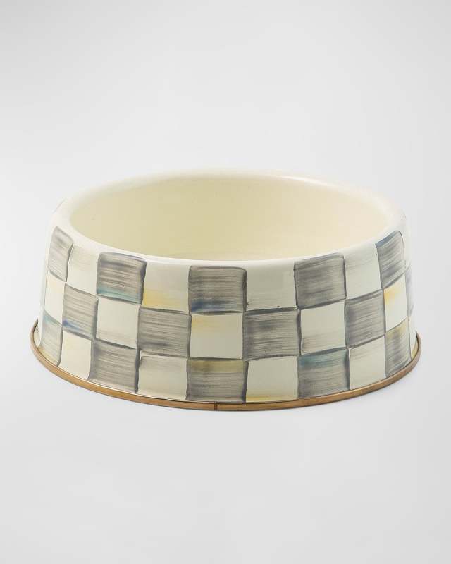 Sterling Check Enamel Pet Dish, Large