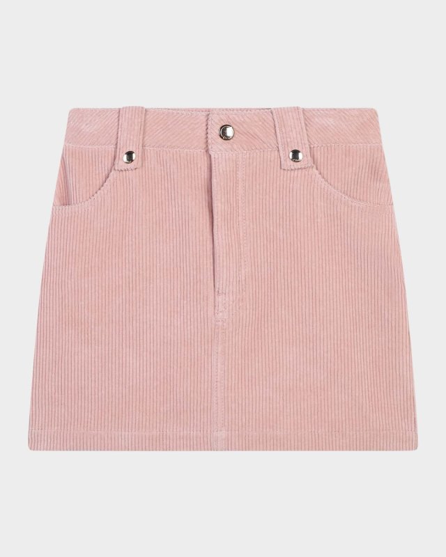 Girl's Corduroy Logo Embroidered Skirt, Size 4-6