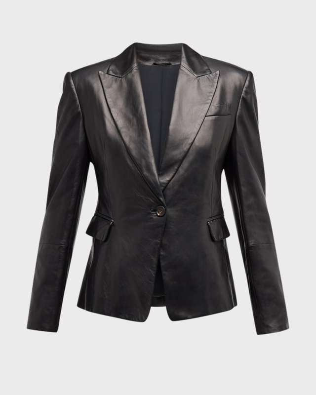 Nappa Leather Short Blazer Jacket