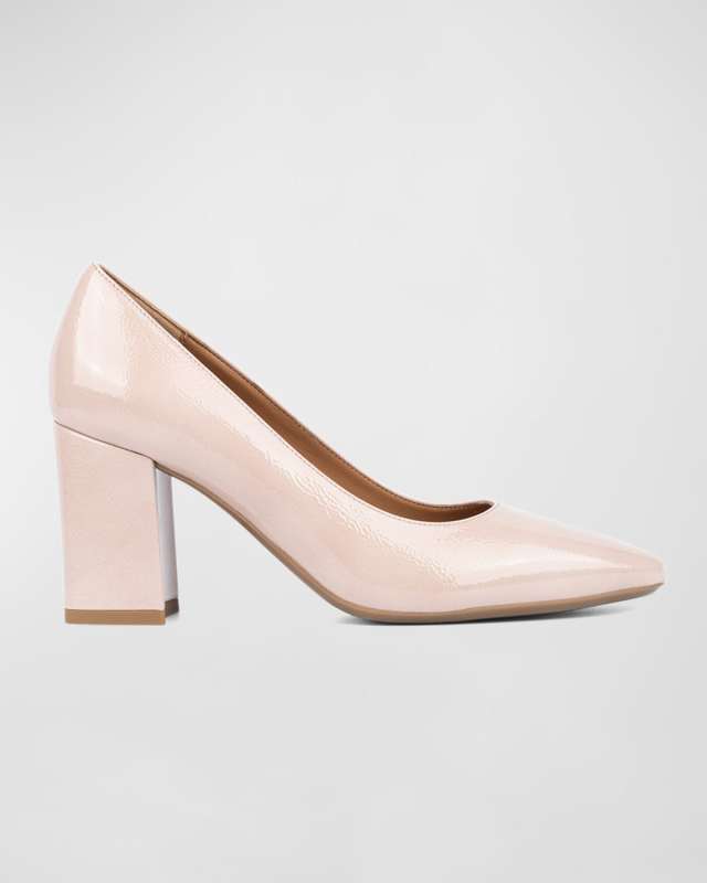 Peony Patent Leather Block-Heel Pumps