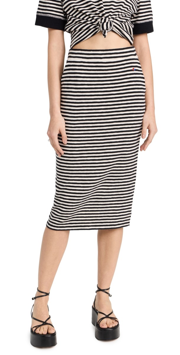 Clare V.e Tube Skirt Black & Cream Stripe