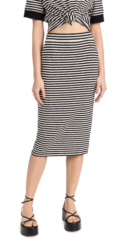Clare V.e Tube Skirt Black & Cream Stripe