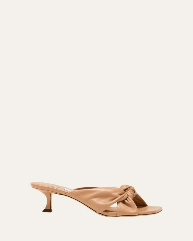 Avenue Square-Toe Leather Mules