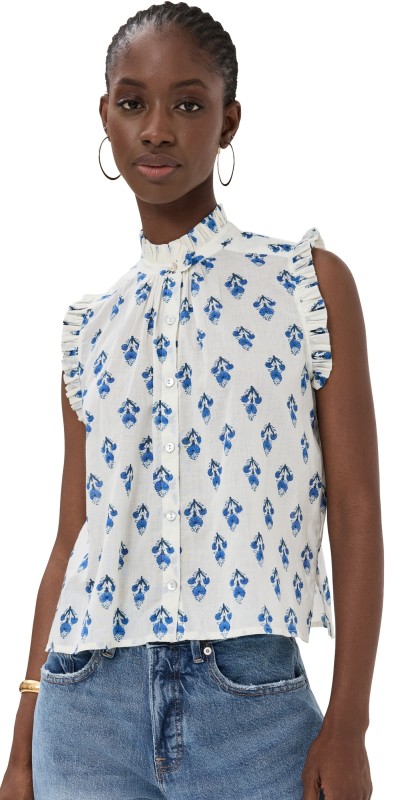 Alix of Bohemia Wylie Indigo Bhutti Shirt Ivory