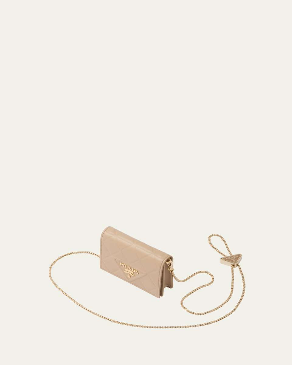 Triangle Leather Card Holder with Chain Strap
