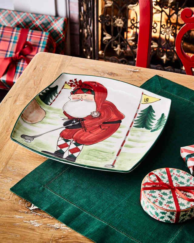 Old St. Nick Golfing Square Platter