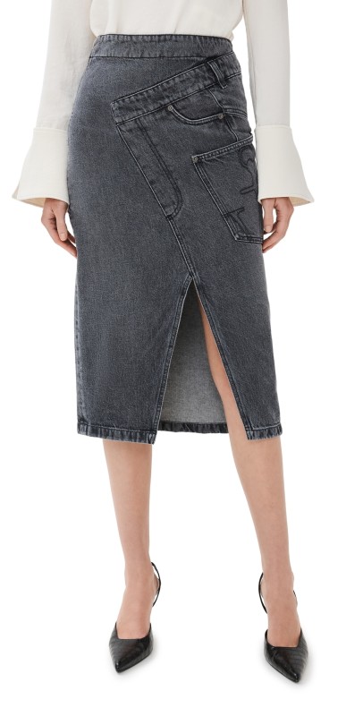 JW Anderson Twisted Midi Skirt Grey