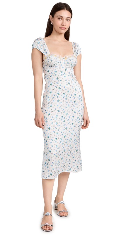For Love & Lemons Paloma Midi Slip Dress Blue