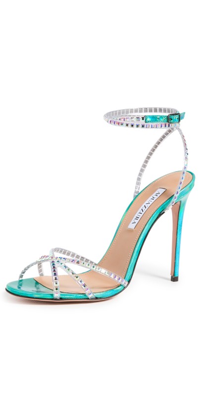 Aquazzura 105mm Dance Plexi Sandals Acqua